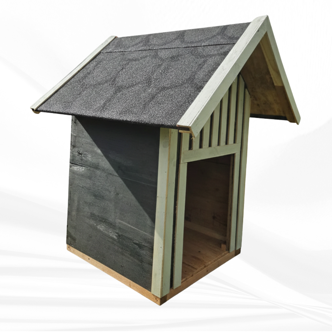 Modern Ahşap Köpek Kulübesi – Dış Mekan Uyumlu, Dayanıklı Çatılı Tasarım - Ufak Boy
